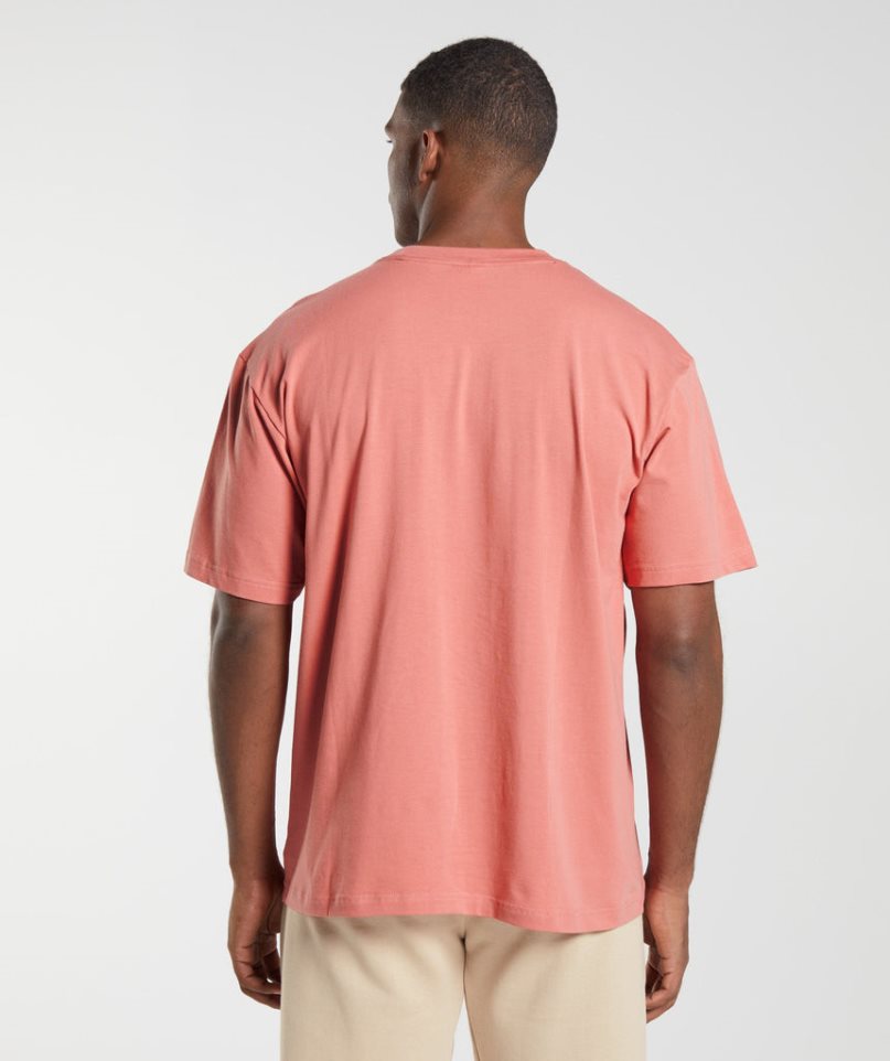 Men's Gymshark Essential Oversized T-Shirts Pink | CA 01D68N